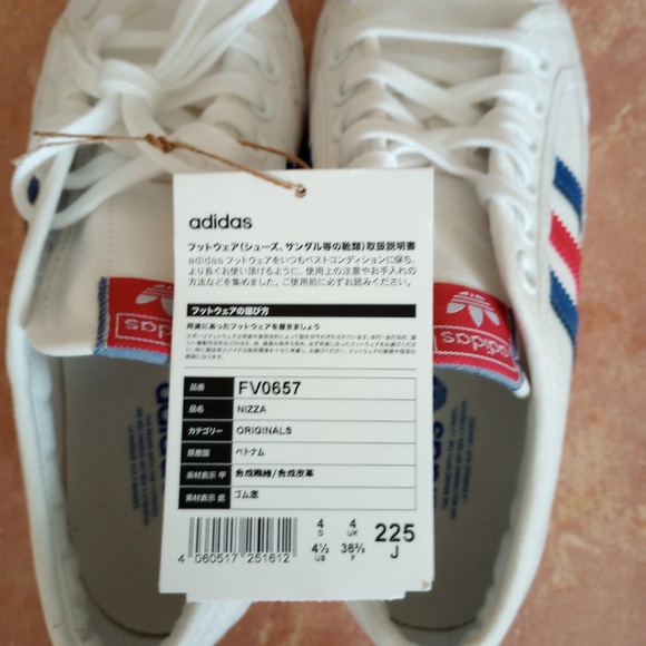 NEW Adidas NIZZA canvas shoes with blue and red stripes size 4.5 - Picture 8 of 9